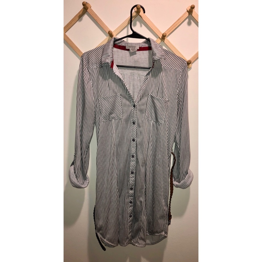 Pinstripe T-shirt dress